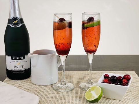 Cranberry Pomegranate Non-Alcoholic Champagne Bellini's With Lime Recipe Video