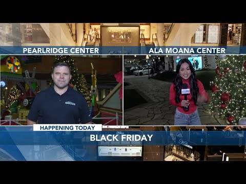 Shoppers line up in the dark for Black Friday in Honolulu