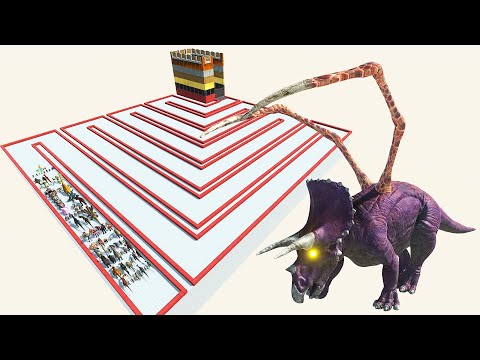 ESCAPE FROM ALIEN TRICERATOPS-LAST SURVIVOR - ZIGZAG COURSE - ARBS - Animal Revolt Battle Simulator.