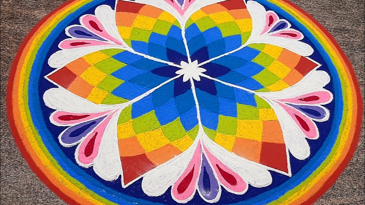 3d rangoli| how to draw 3d drawing |competition 3d rangoli |3d effect kolam|P square rangoli &kitche