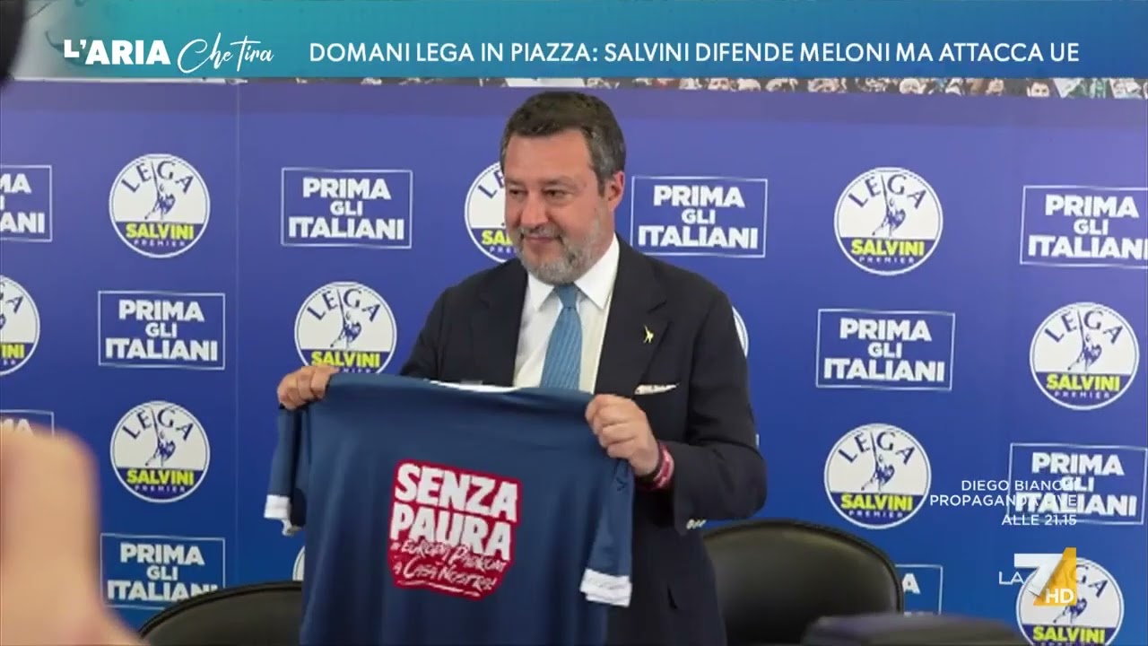 Lega in piazza: Salvini difende Meloni ma attacca l'Unione Europea