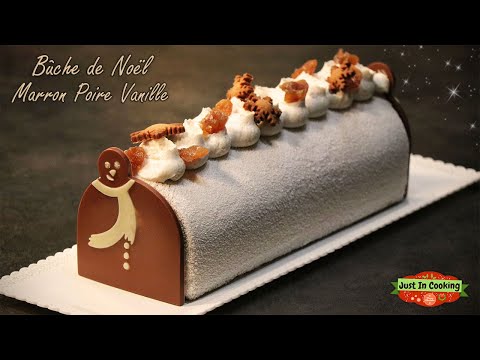 ❅ Recette de Bûche de Noël Marron Poire Vanille ❅