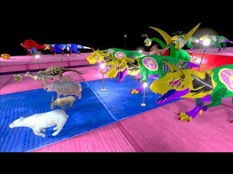 ESCAPE RACE🔥LOKI T-REX DINOSAUR ALIEN🦖-Animal Revolt Battle Simulator