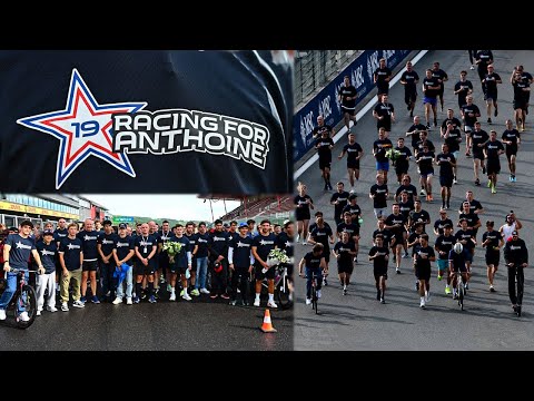 All F1 Drivers Running race and flower tribute in honor of Anthoine Hubert  - BelgianGP 2025