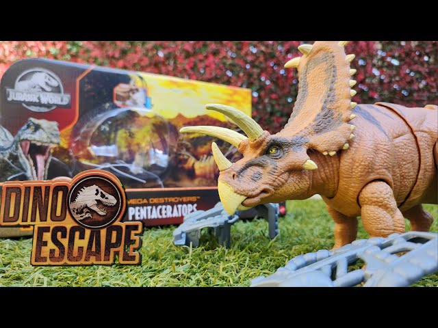 Vídeo relacionado con Jurassic World Dinosaurio Pentaceratops Escapista con sonido Figura articulada de juguete que escapa de su jaula (Mattel HCM05)