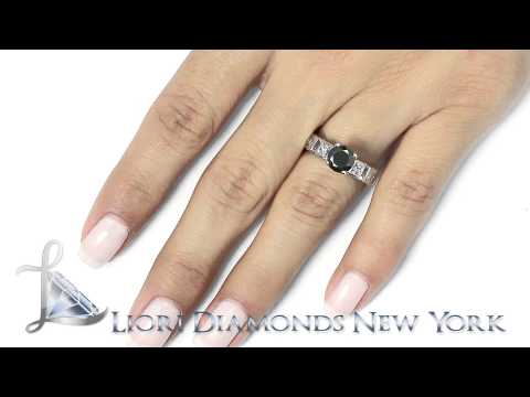 BDR-067 - 2.20 Carat Certified Natural Black Diamond Engagement Ring Set in Platinum