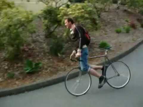 Fixie trick: Long downhill skid on Mercier fixed bicycle