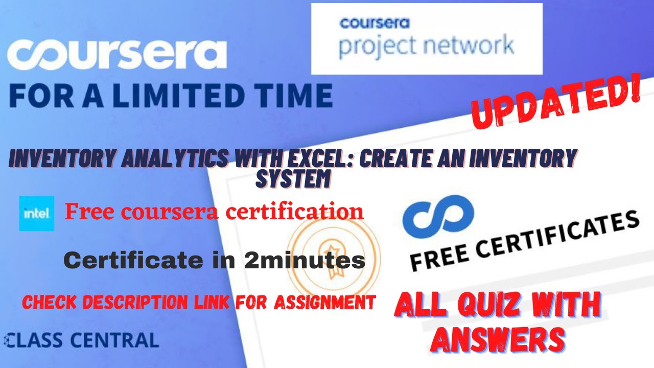 Inventory Analytics with Excel Create an inventory system,All Quiz Answers.#coursera#learning#learn