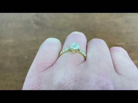 1.06 Carat Old Mine Cut Diamond and 18k Yellow Gold Vintage Ring - McKinney Ring - Hand Video