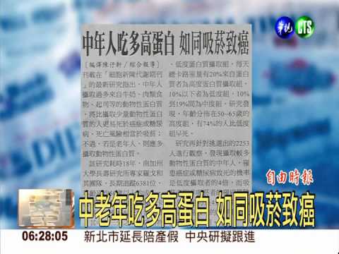 中老年吃多高蛋白 如同吸菸致癌