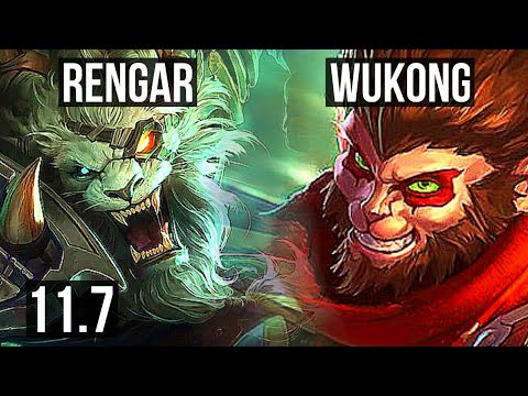 RENGAR vs WUKONG (TOP) | 12/1/4, 6 solo kills, 1.7M mastery, Legendary | EUW Diamond | v11.7