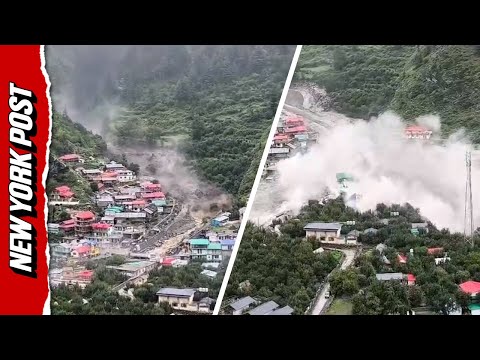 Terrifying moment floods completely destroy Indian village — 50 missing in disaster