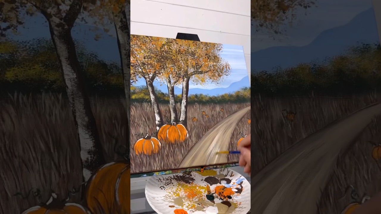 Fall Pumpkin Patch 🎨🍂#art #artist #painting #easypainting #beginner #pumpkin #diy #falldecor