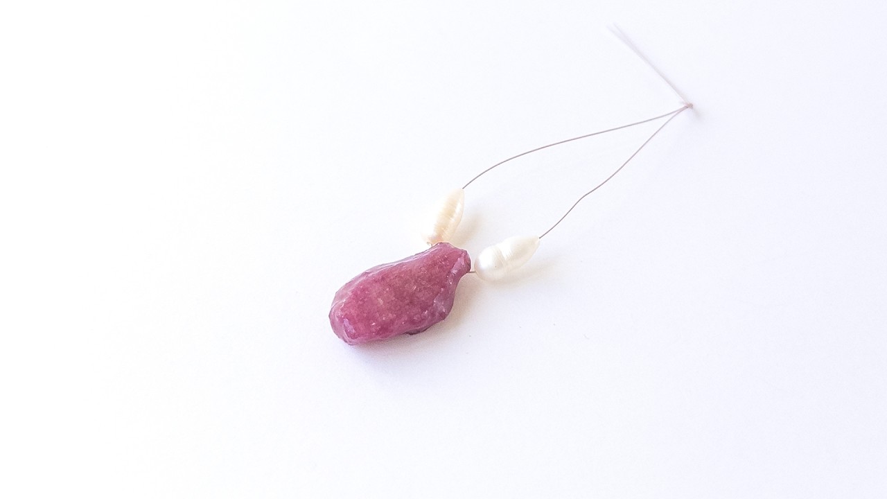 Ruby and Freshwater Pearls | Rough Drilled | 21 X 15mm Bead Size | 3 Pieces | 31 Carats video