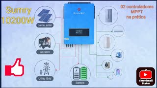 Inversor híbrido 10.2 kW usando os 2 controladores de carga