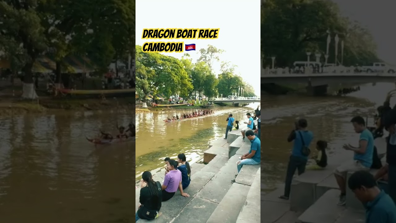 🇰🇭 Dragon Boat Race in Cambodia #waterfestival #bonomtouk #cambodia #siemreap #travel