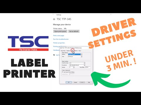TSC TTP345 Label Printer Driver Settings -Continuous Labels, w/Gaps or Black Marks