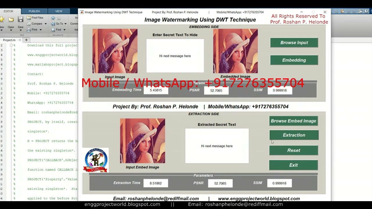 Image Watermarking Using DWT Algorithm With Source Code | DWT Image Watermarking Using MatlabProject