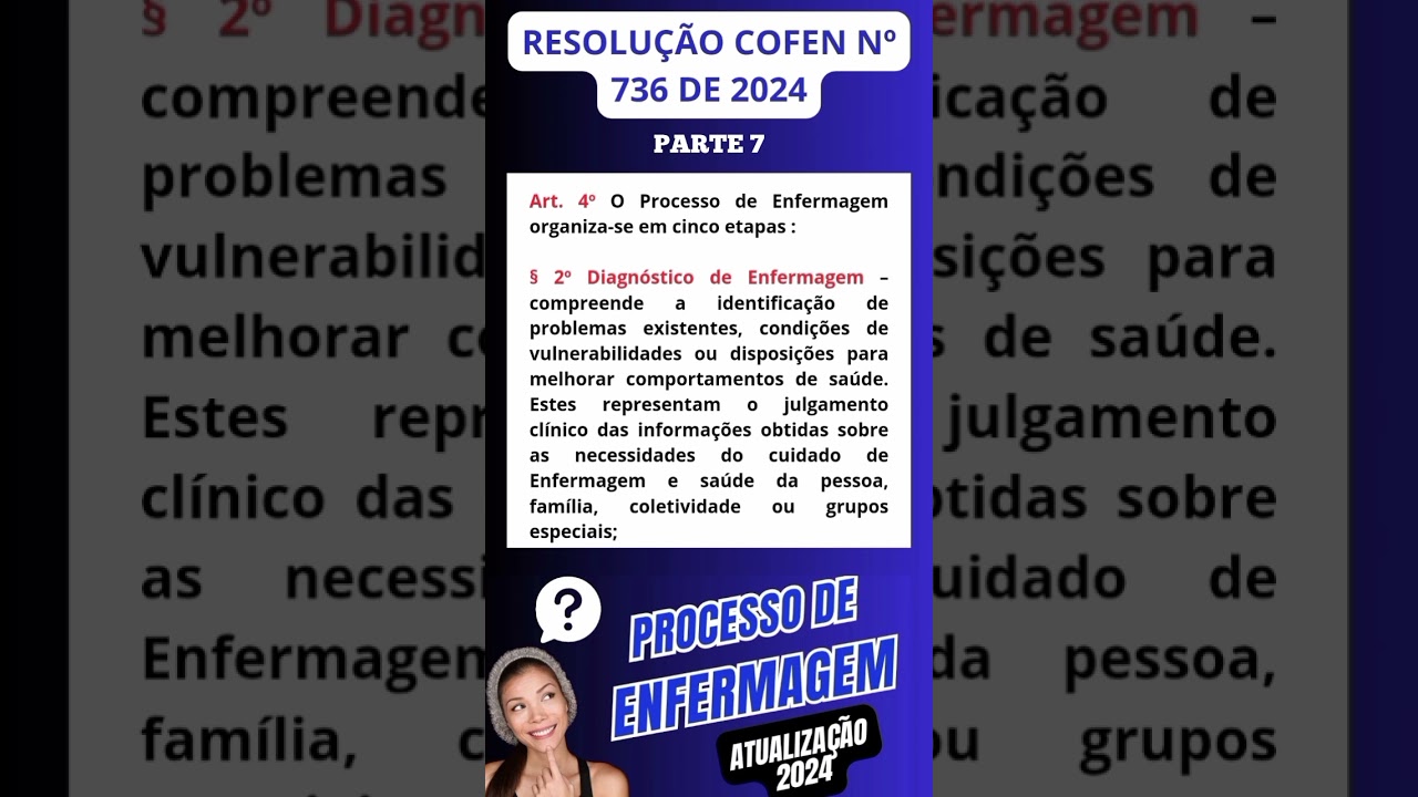 PARTE 7: PROCESSO DE ENFERMAGEM ATUALIZADA  - RESOLUÇÃO COFEN Nº 376/2024 📚👩‍🏫🎯#shorts #enfermagem
