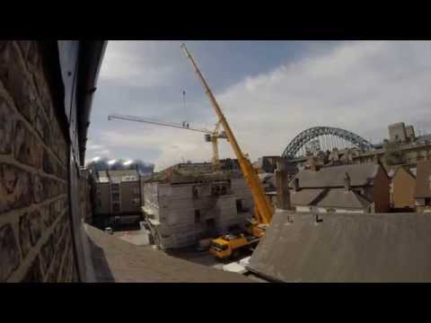 Crane Removal at Live Theatre's Live Works development Newcastle Quayside