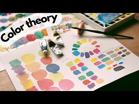 Watercolor color theory using cyan magenta and yellow color wheel Video