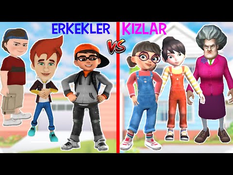 KIZLAR vs ERKEKLER KAPIŞMASI 😱 Scary Teacher Nick & Tani : Funny Story