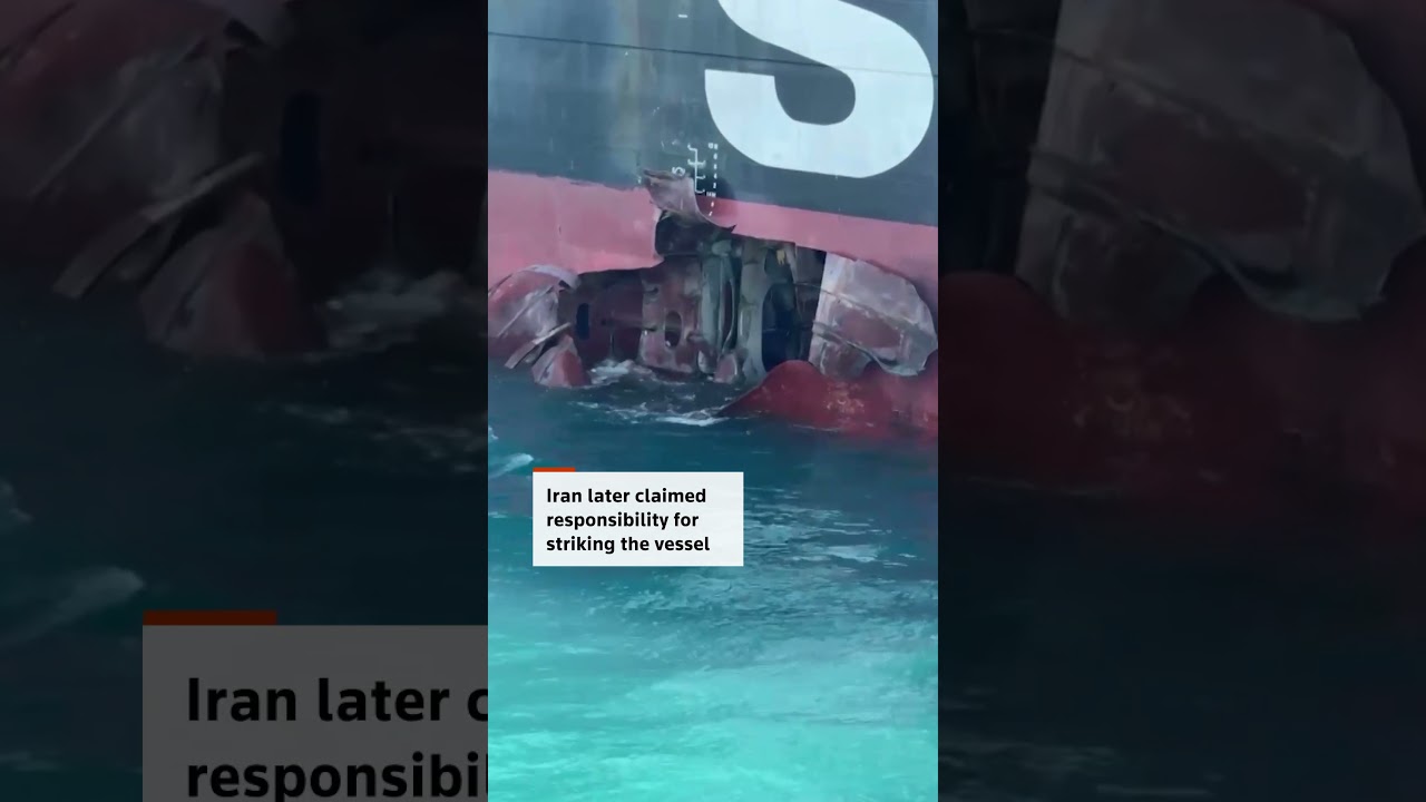 Video | Iran claims attack on cargo vessel off Iraq