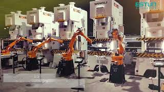 🤖Multiple ER20-1760 robots from Estun are used in the home appliance industry's pressing scenario,