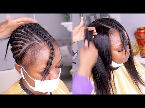 Natural sew in weave with leave out