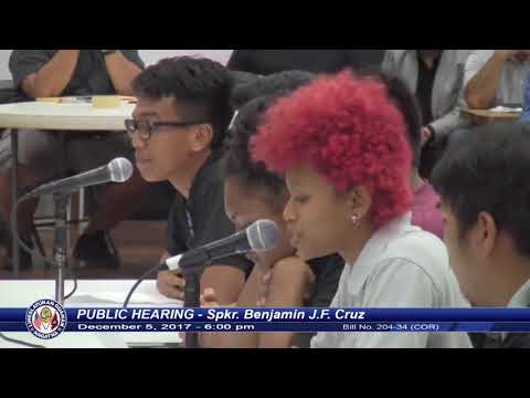 Public Hearing - B.J.F. Cruz - December 5, 2017 (6 pm)