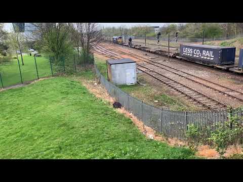 DRS Class 66421 with containers pass Darlington on Mossend Yard to Daventry Int. 11/04/20