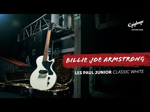 Epiphone Billie Joe Armstrong Signature Les Paul Junior Guitar - Classic White with Case image 14