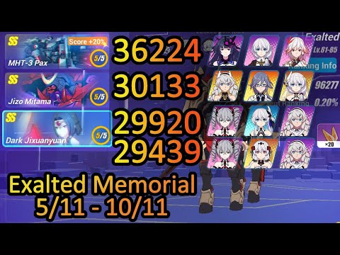 MHT-3 PAX 36224 (+20%), Jizo 30133, DXY 29920 + 29439 ft. LK | Exalted Memorial Honkai Impact 3