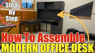 How To Assemble A Modern Office Desk From Office Depot Real Space Dejori Collection Step by Step DIY