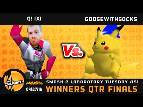 S@LT #51 | GooseWithSocks (Pikachu) vs Q! ixi (Falcon) - Winners Qtr Finals - SSB64 Singles
