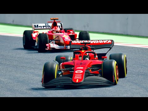 Ferrari F1 2022 vs Ferrari F1 2004 at Barcelona GP