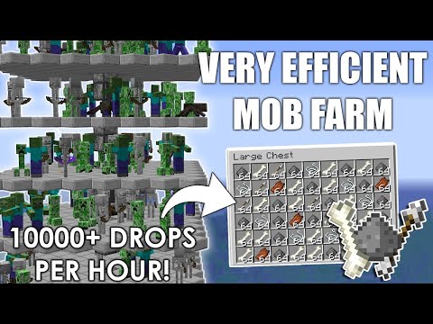 ||Minecraft: EASY Efficient MOB FARM Tutorial 1.16.4 | Zombie Creeper Skeleton Farm ||