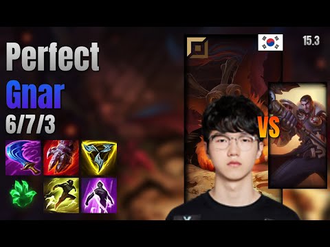 Perfect Top Gnar vs Jayce lol KR solo rank Full Game 15.3 | 퍼펙트 나르 vs 제이스