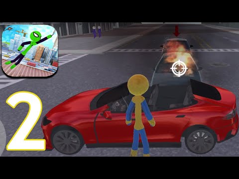 Spider Stickman Rope Hero ( IOS ) Gameplay Walkthrough Part 2 - Mission ( 1 - 7 )