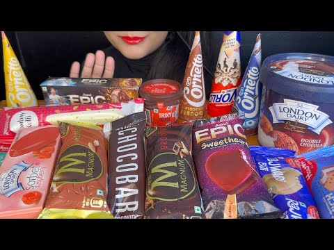 ASMR EATING ICECREAM MAGNUM,CHOCOBAR,LONDON DIARY,CHOCOLATE ICECREAM *FOOD VIDEOS*
