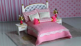 Кукольная кровать своими руками. Из чего можно сделать. #кукольнаямебель #кроваткадлякуклы