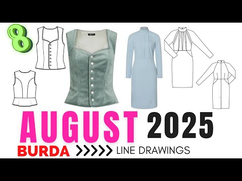 BURDA 8/2025 Line Drawings - Summer Sewing Staples Inspiration