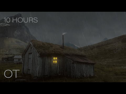 Stormy Night in the Norwegian Mountains | Steady Rain & Cracking Thunder | Relax | Study | Sleep