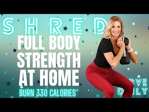 💪45 MINUTE FULL BODY STRENGTH AT HOME | Muscle Building Strength Workout With Weights