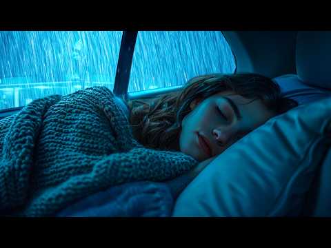 Fall Asleep in 5 Minutes with Heavy Rain and Thunder on The Car for Deep Sleep at Night