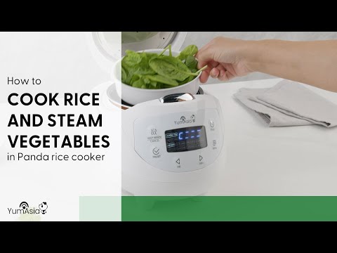 How To Cook Rice And Steam Vegetables At The Same Time In The Yum Asia Panda Mini Rice Cooker