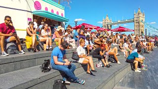 London Walk in Summer Heatwave - London Bridge Station, Tower Bridge &amp; Tower of London