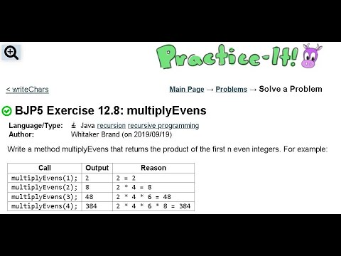 Java Practice It Exercise 12 8 Multiplyevens Recursion Recursive Programming