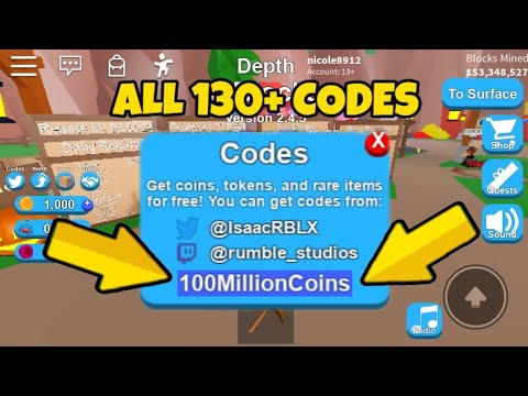 150 Codes ALL MINING SIMULATOR 2019- Roblox Mining Simulator Hacks