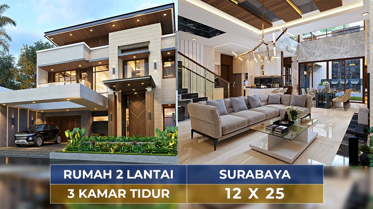 Video 3D Desain Rumah Modern 2 Lantai Bapak JHN 1434 - Surabaya